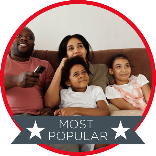 Family Plan, family watching TV